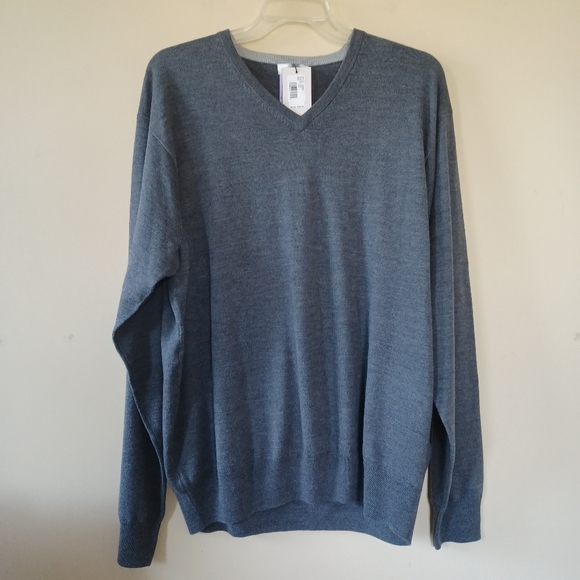 PETER MILLAR XXL MERINO SILK MEN'S CROWN SOFT V-NECK GRAY SWEATER New With Tags - Picture 2 of 5